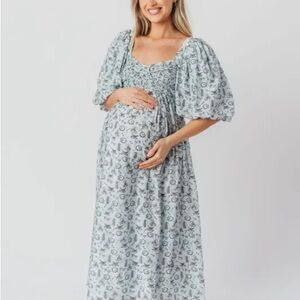 Worth Collective Harlow Maxi Dress. Size XL. Worn once. Blue vintage tea dress.